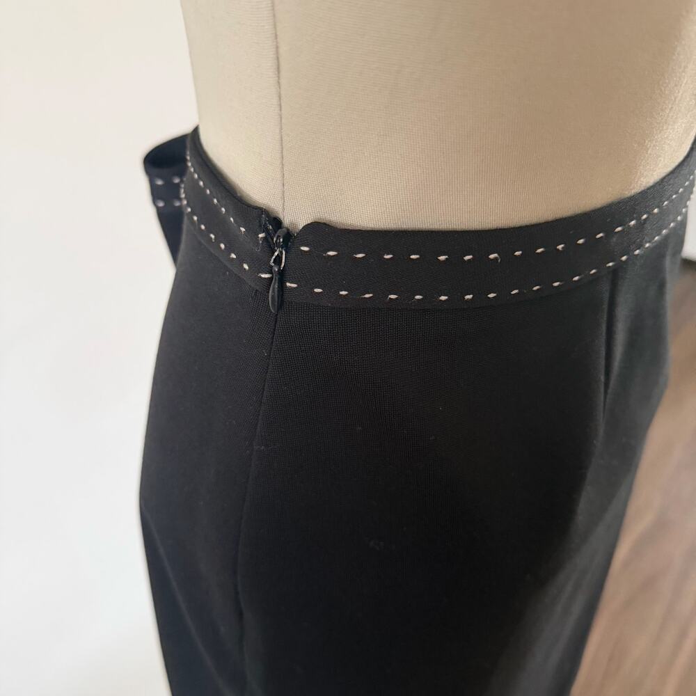 Vtg Y2K 2000s Black Mini Skirt Contrast Stitch Slit Sz 14 Fairy Grunge Skater - Picture 5 of 7